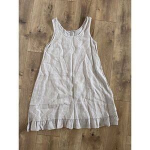 LIABELLA L Italian 100% Linen Ruffle midi dress Summer slip Lagenlook